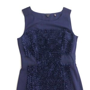 Ted Baker London navy blue ruffle knit shift dress